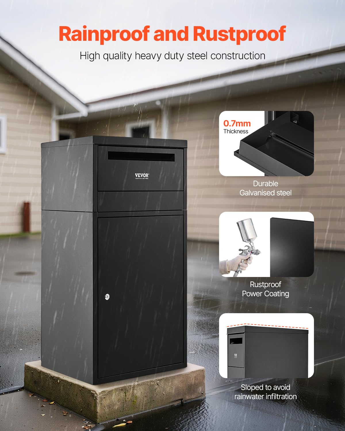 Foto 4 pulgar | Caja De Entrega De Paquetes Vevor 91 Cm De Acero Galvanizado Negro - Venta Internacional.