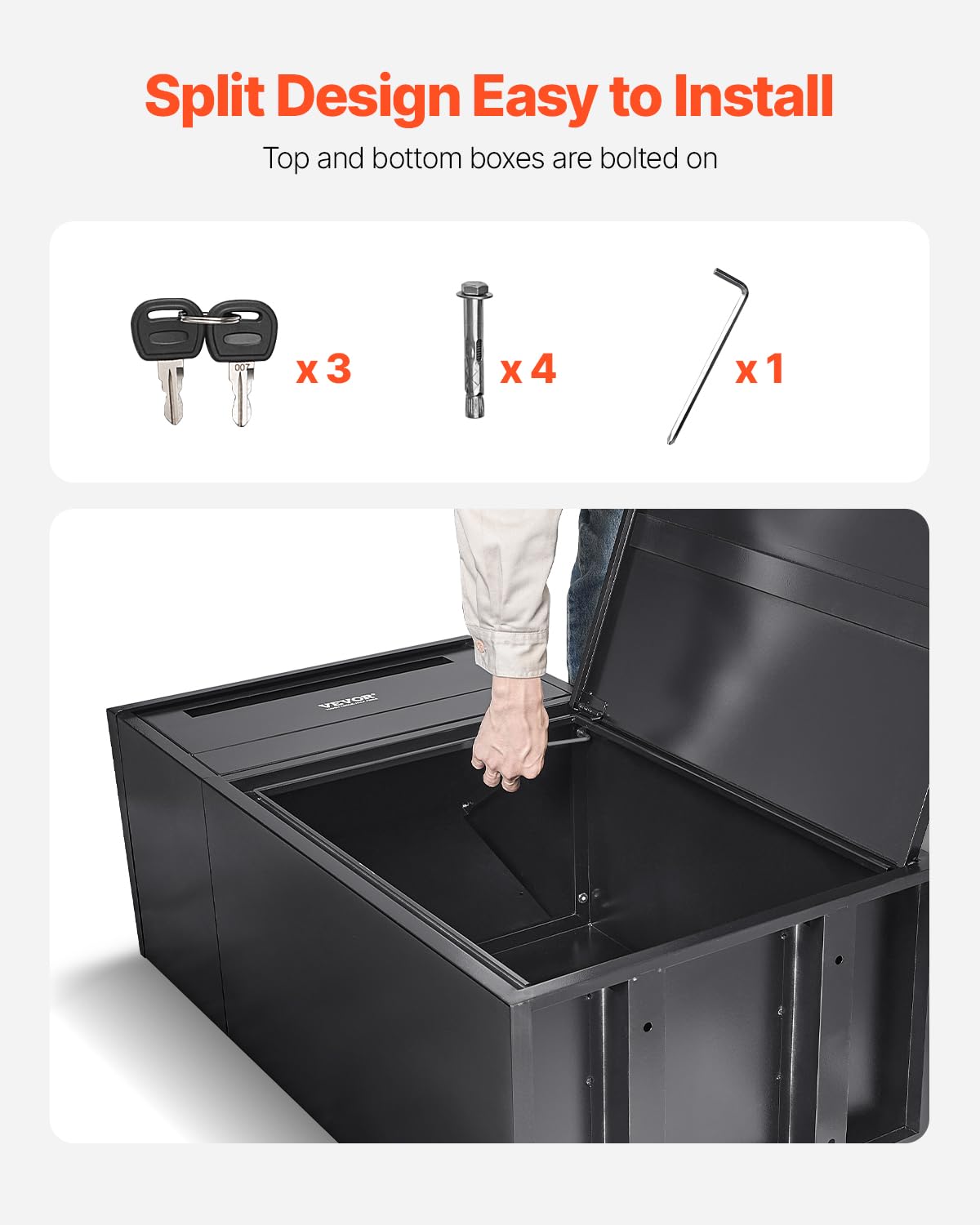 Foto 6 pulgar | Caja De Entrega De Paquetes Vevor 91 Cm De Acero Galvanizado Negro - Venta Internacional.