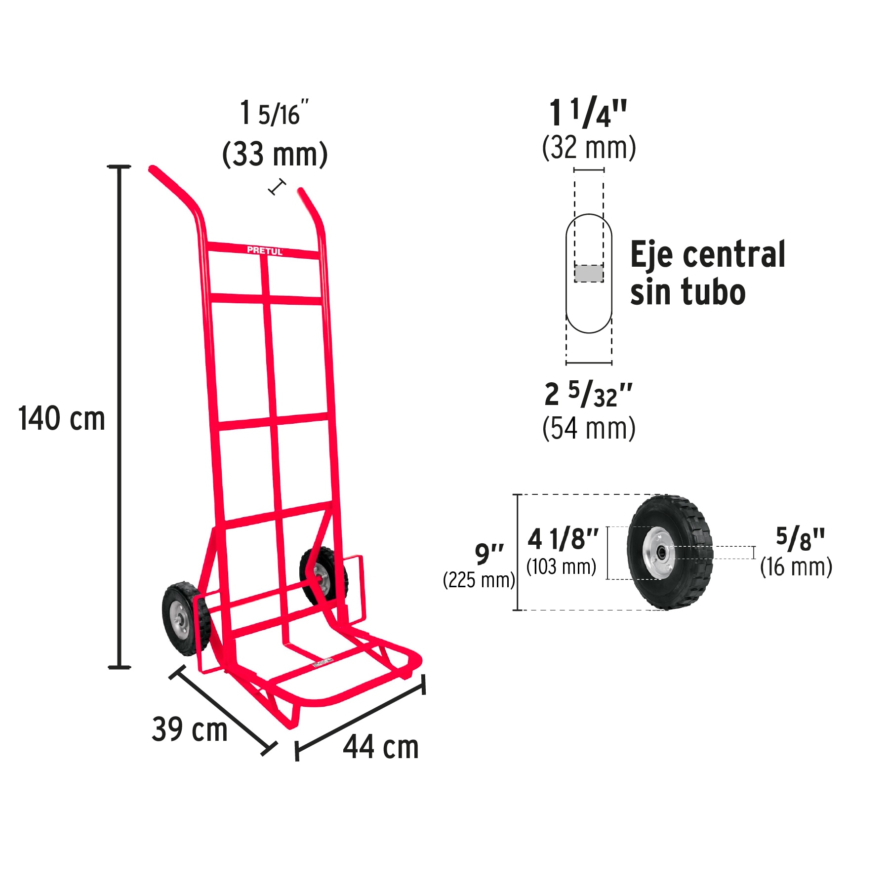 Foto 4 pulgar | Diablo de Carga Pretul de 400 kg Ruedas Sólidas Doble Balero color Rojo