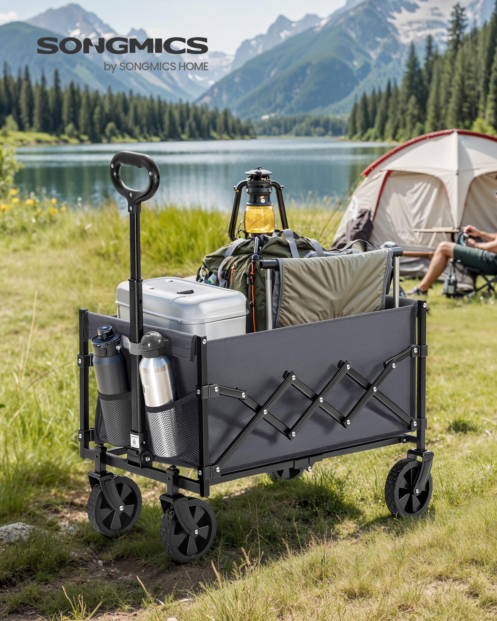 Foto 2 | Vagón Plegable Songmics Pequeño con Capacidad para 180 kg Gris con Pizarra - Venta Internacional