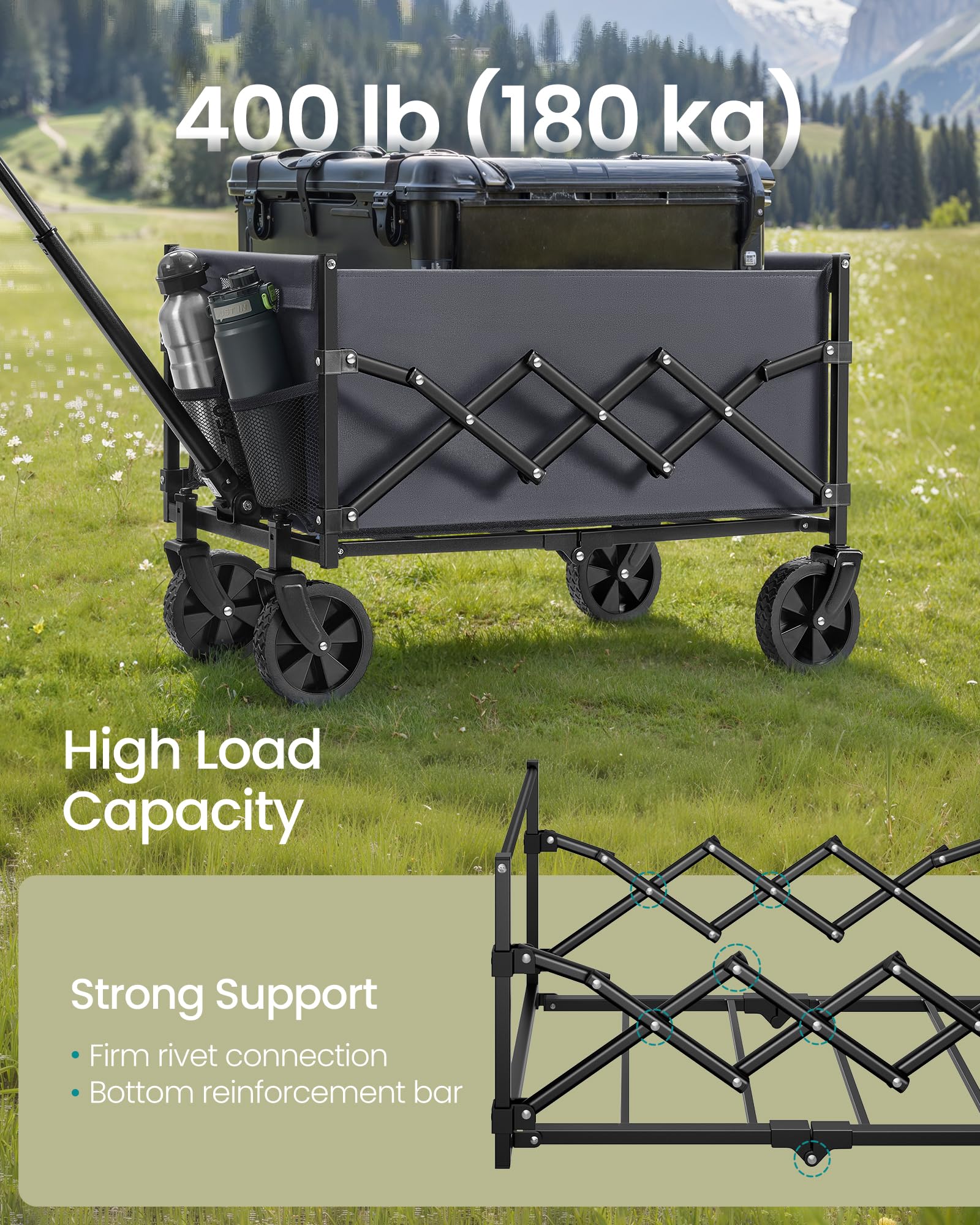 Foto 3 | Vagón Plegable Songmics Pequeño con Capacidad para 180 kg Gris con Pizarra - Venta Internacional
