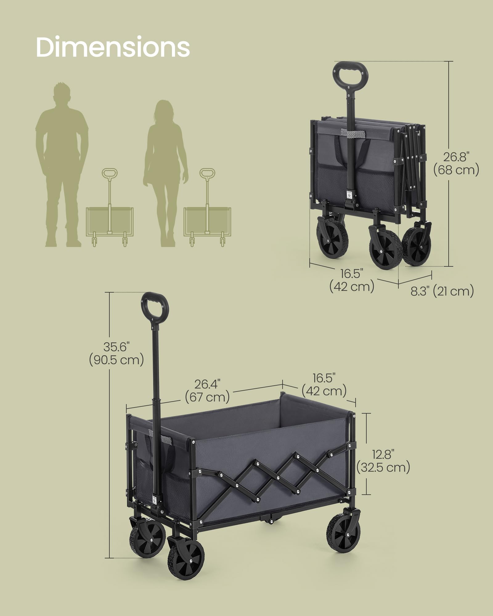 Foto 7 | Vagón Plegable Songmics Pequeño con Capacidad para 180 kg Gris con Pizarra - Venta Internacional