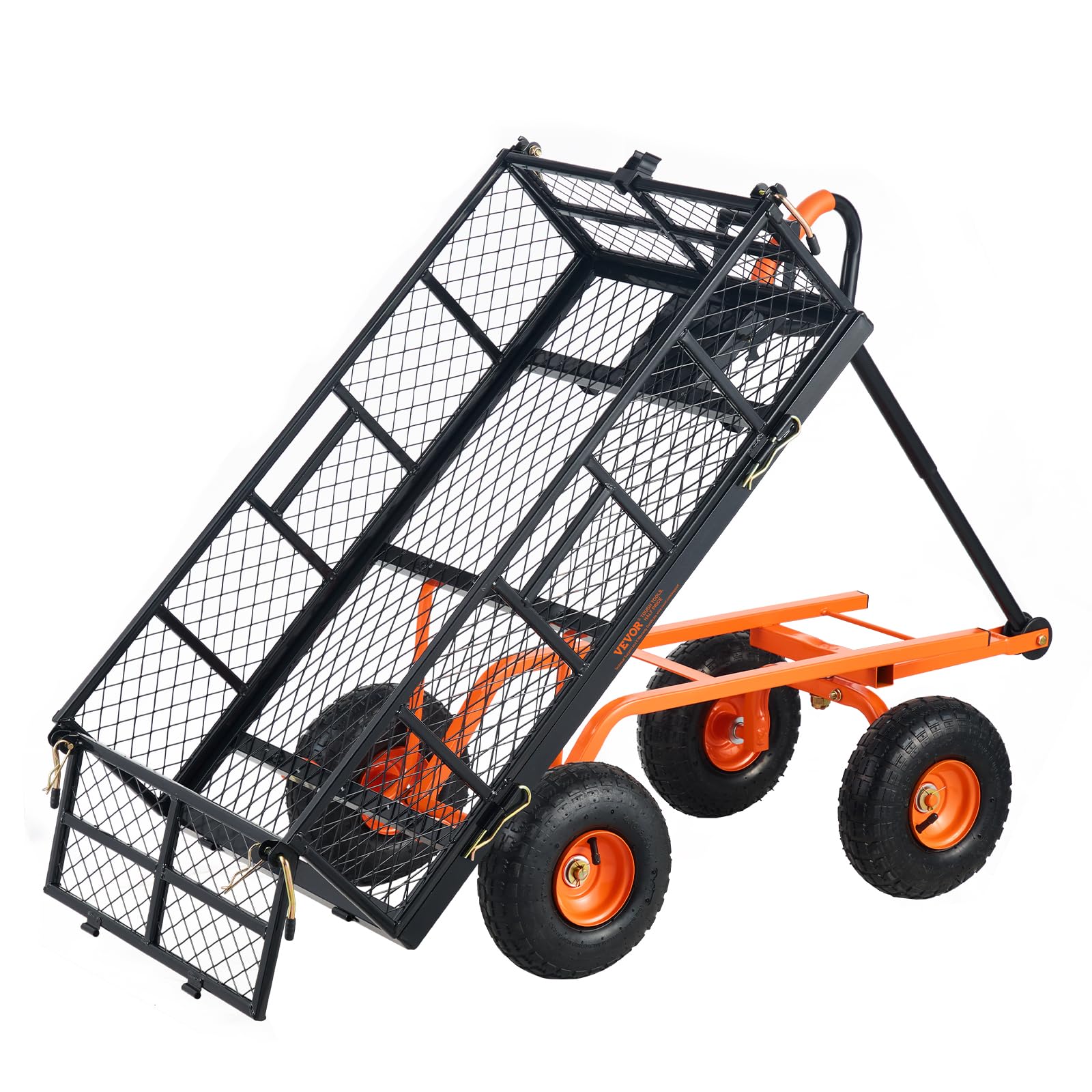 Carrito Volquete De Jardín Vevor De Acero De 400 Kg Con Lados Extraíbles Y Ruedas De 10 Pulgadas - Venta Internacional.