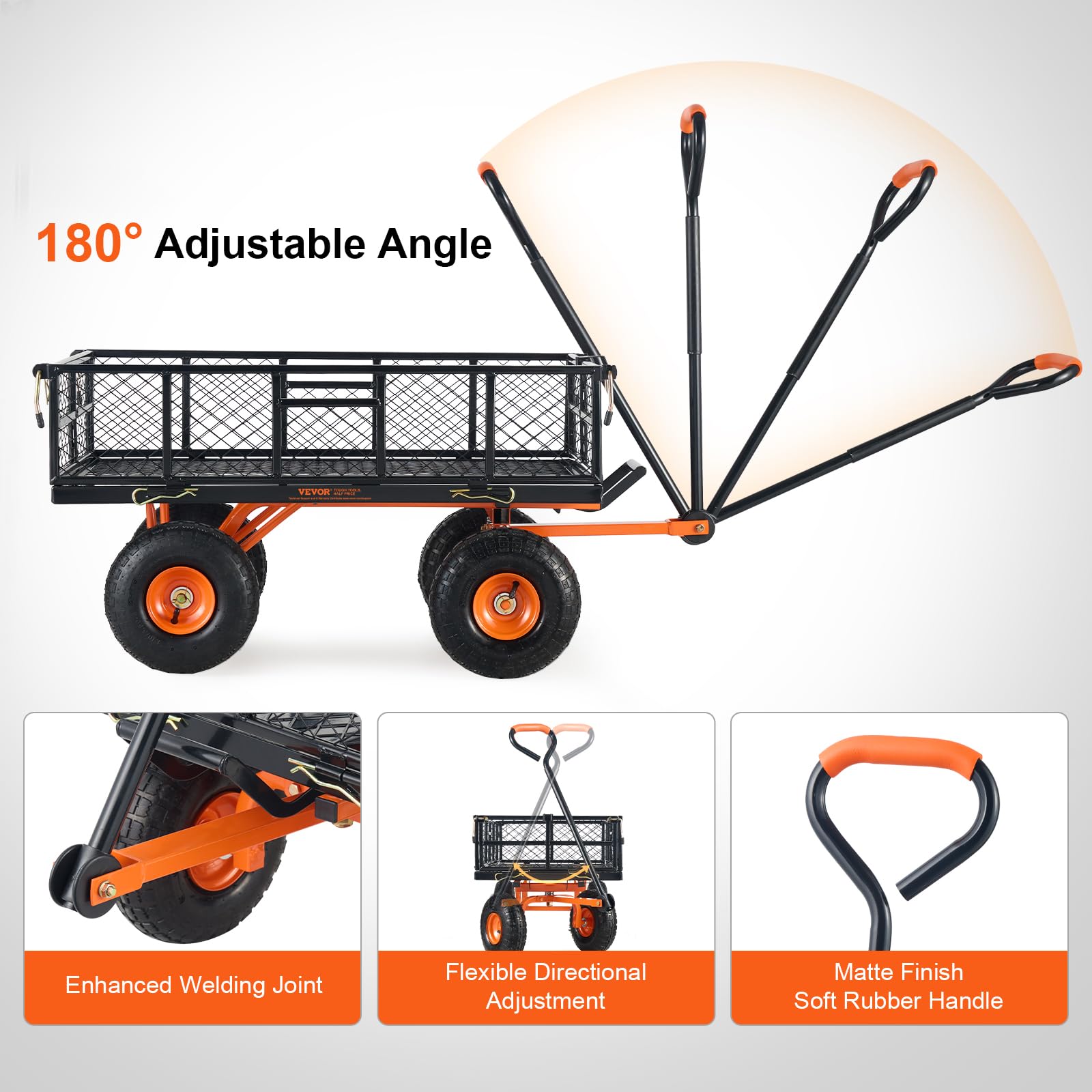 Foto 7 pulgar | Carrito Volquete De Jardín Vevor De Acero De 400 Kg Con Lados Extraíbles Y Ruedas De 10 Pulgadas - Venta Internacional.
