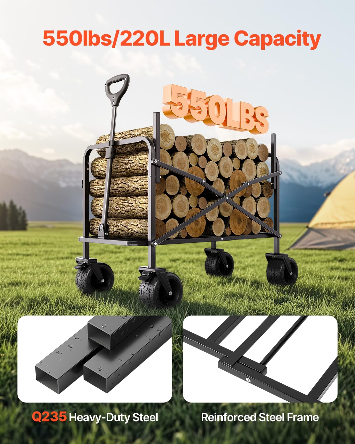Foto 5 pulgar | Vagón Plegable Plegable Vevor 250 Kg 220 L Con Ruedas Y Banco - Venta Internacional.