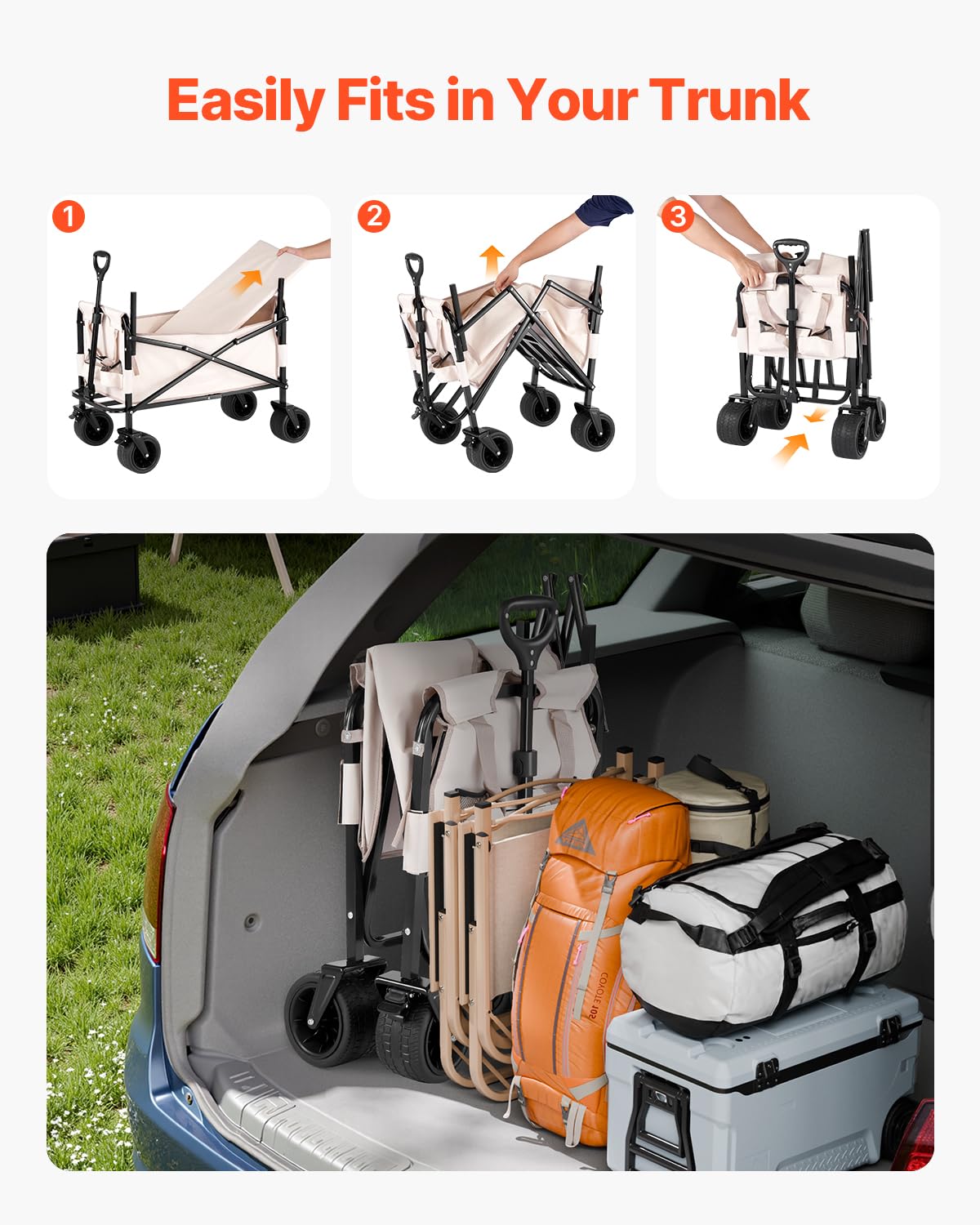 Foto 5 | Vagón Plegable Plegable Vevor 250 Kg 220 L Con Ruedas Y Banco - Venta Internacional.