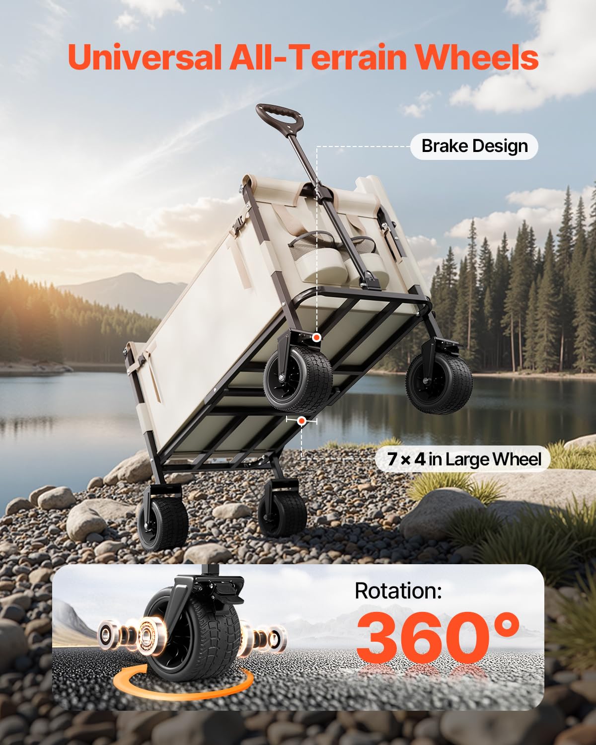 Foto 6 | Vagón Plegable Plegable Vevor 250 Kg 220 L Con Ruedas Y Banco - Venta Internacional.
