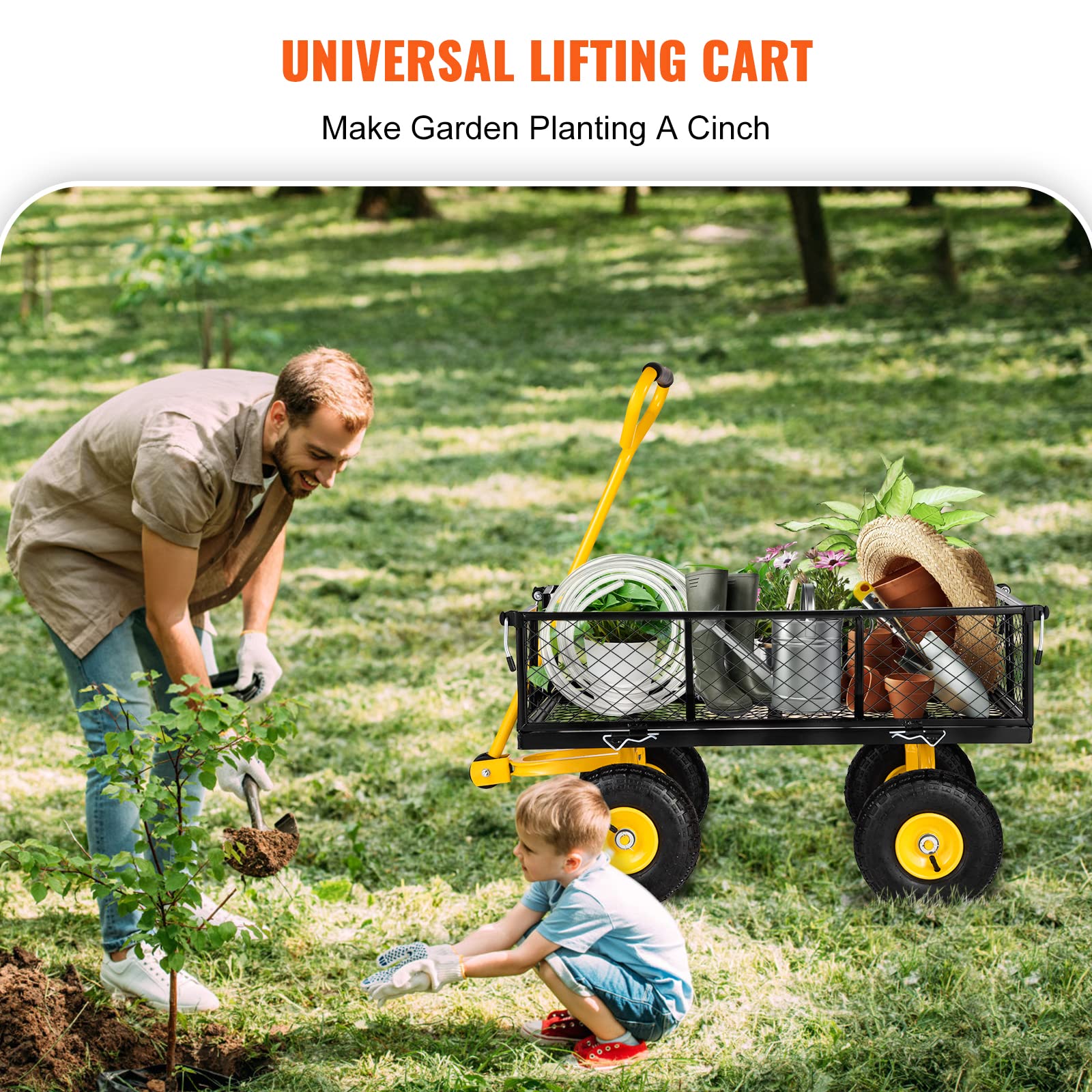 Foto 2 | Carrito De Jardín Vevor Steel De 500 Libras De Capacidad Con Malla Extraíble Si - Venta Internacional.