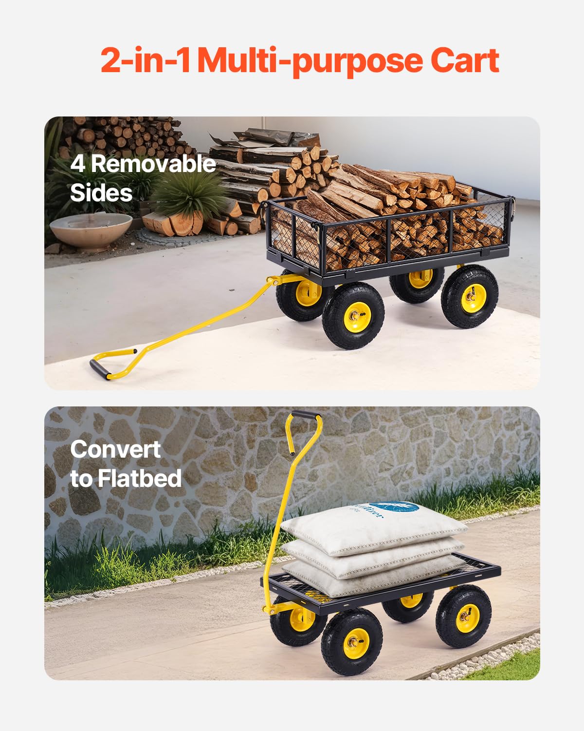 Foto 4 pulgar | Carrito De Jardín Vevor Steel De 500 Libras De Capacidad Con Malla Extraíble Si - Venta Internacional.