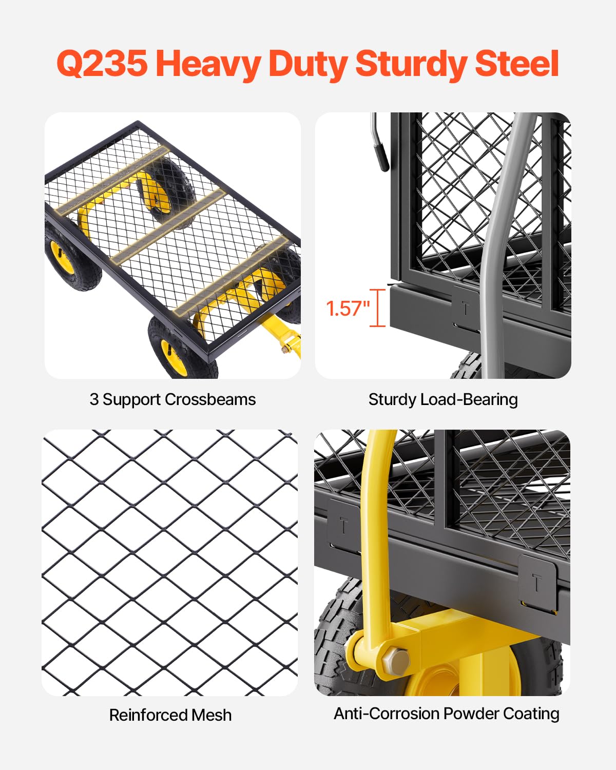 Foto 4 | Carrito De Jardín Vevor Steel De 500 Libras De Capacidad Con Malla Extraíble Si - Venta Internacional.