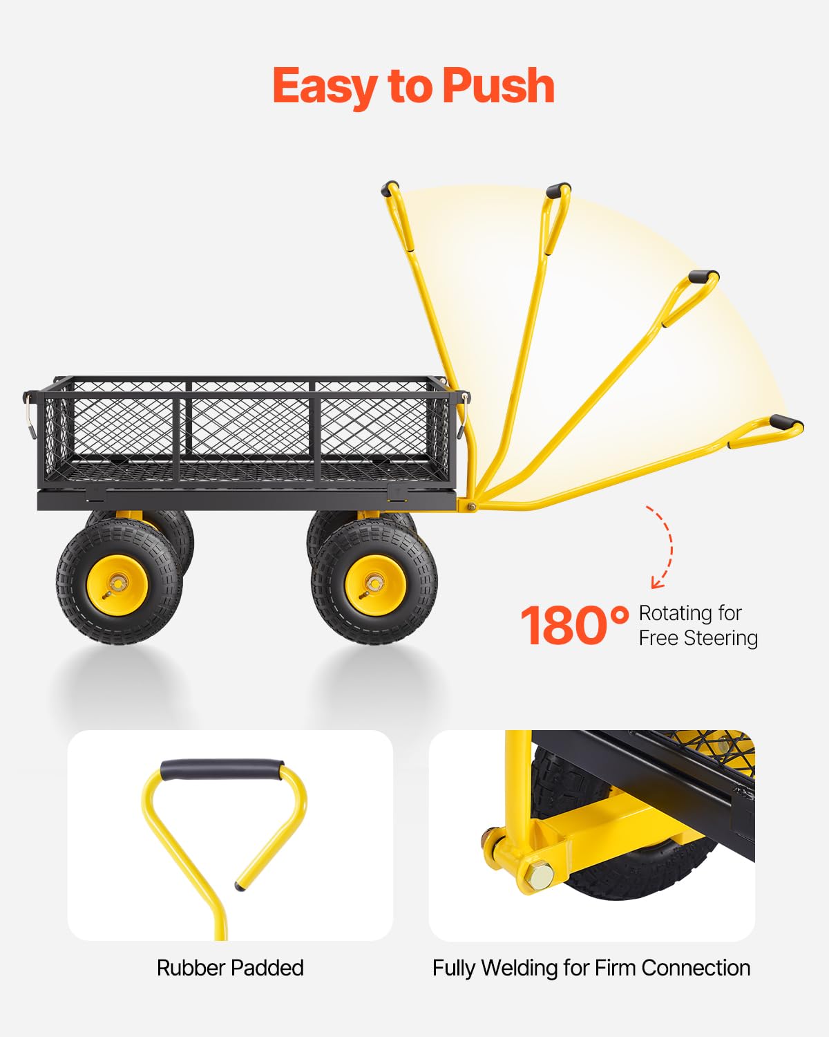Foto 7 pulgar | Carrito De Jardín Vevor Steel De 500 Libras De Capacidad Con Malla Extraíble Si - Venta Internacional.