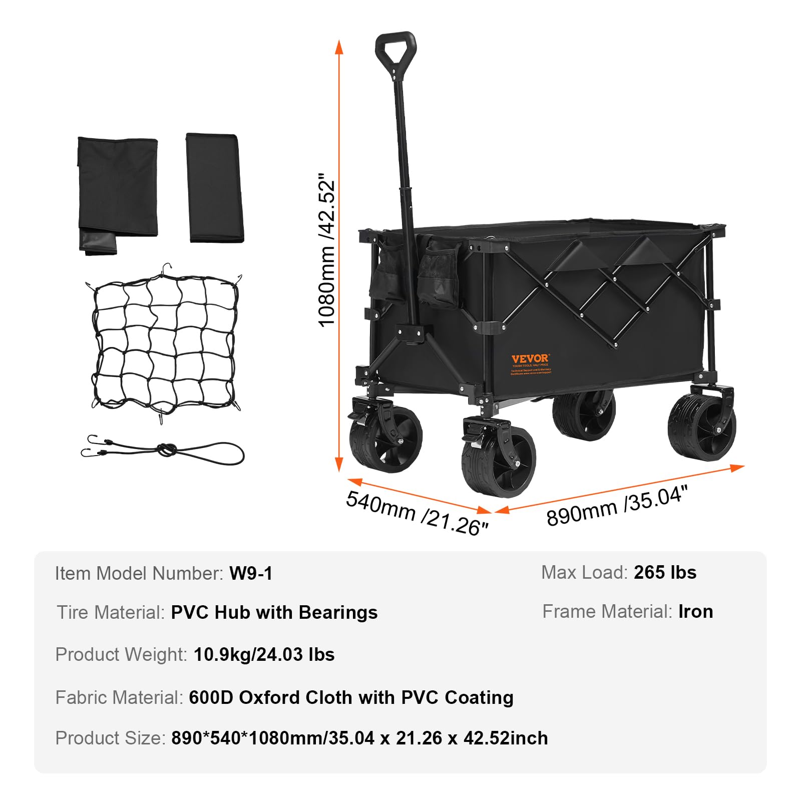Foto 8 pulgar | Vagón Utilitario Para Exteriores Vevor De 150 Litros, Resistente, Capacidad De 160 Kg - Venta Internacional.