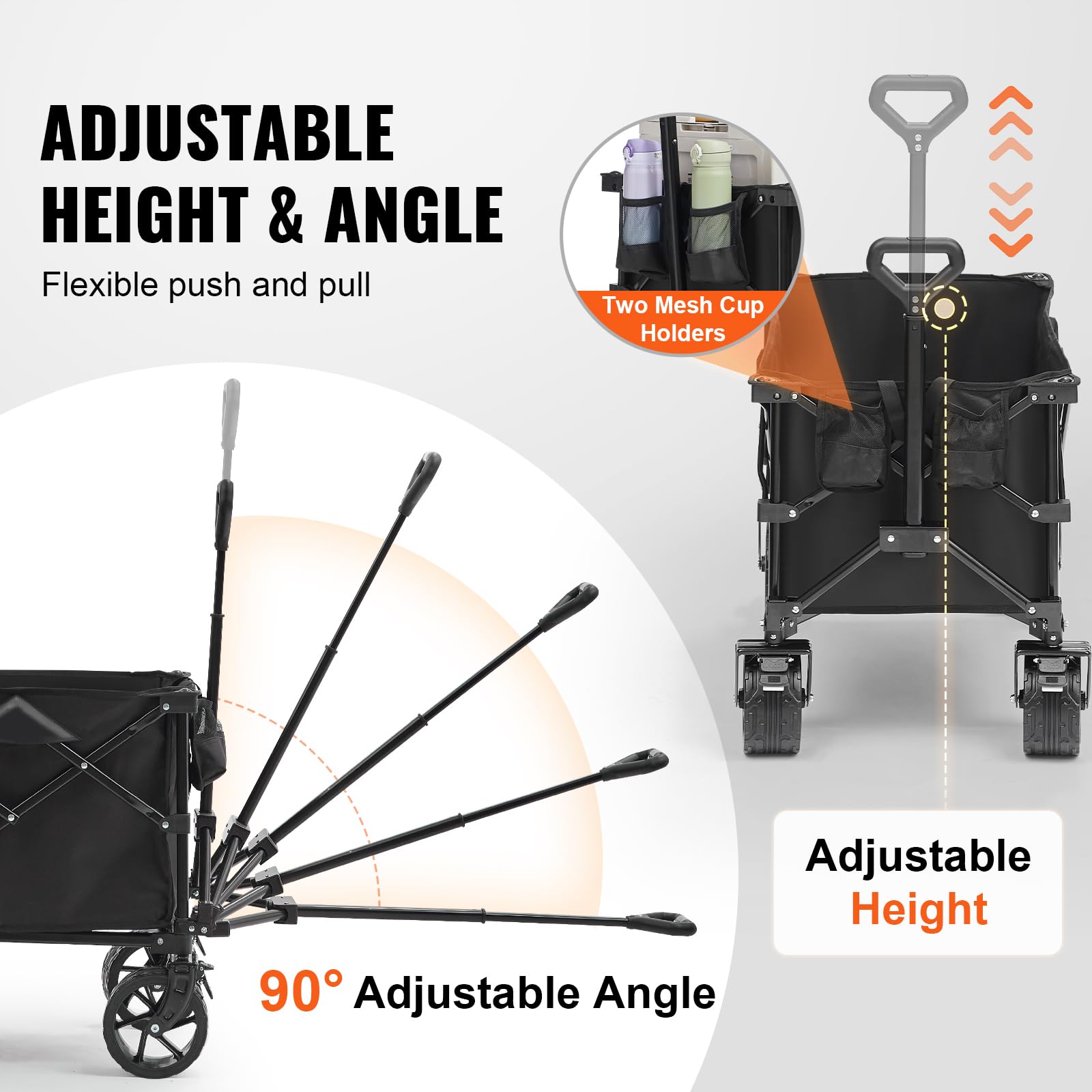 Foto 5 | Vagón Plegable Plegable Vevor De 100 L/160 Kg Con Ruedas Grandes - Venta Internacional.