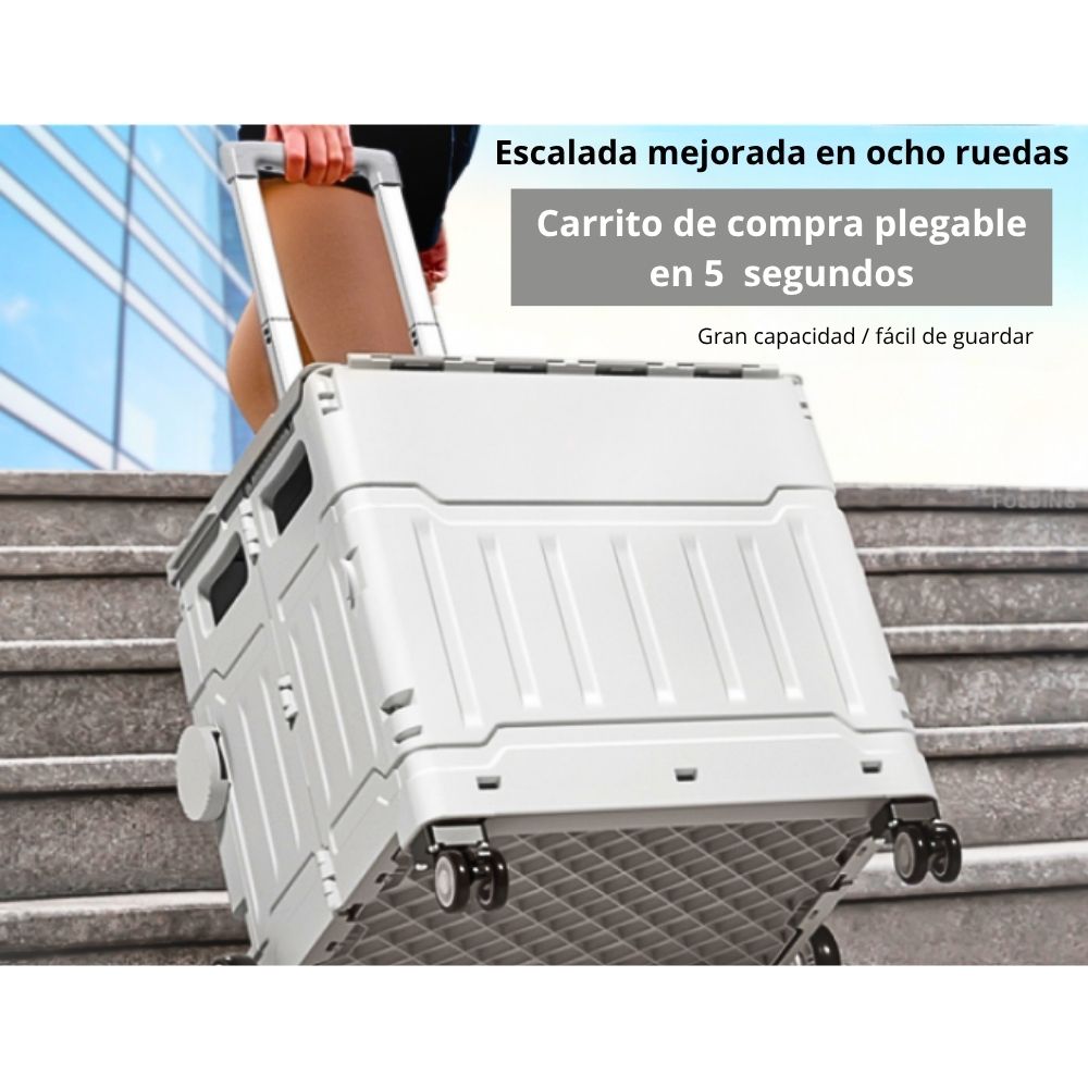 Foto 4 | Carrito de Compras de Plástico CM-TOP Plegable Gris