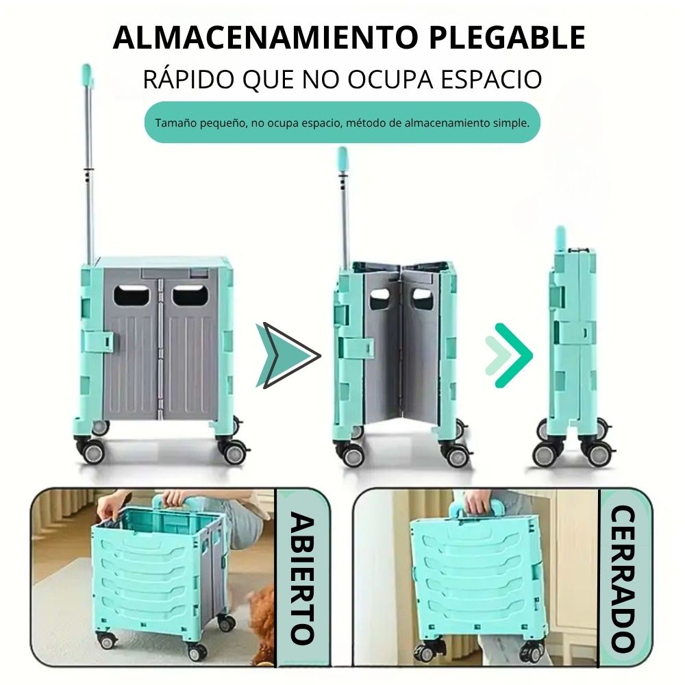 Foto 7 | Carrito de Compras de Plástico CM-TOP Plegable Gris
