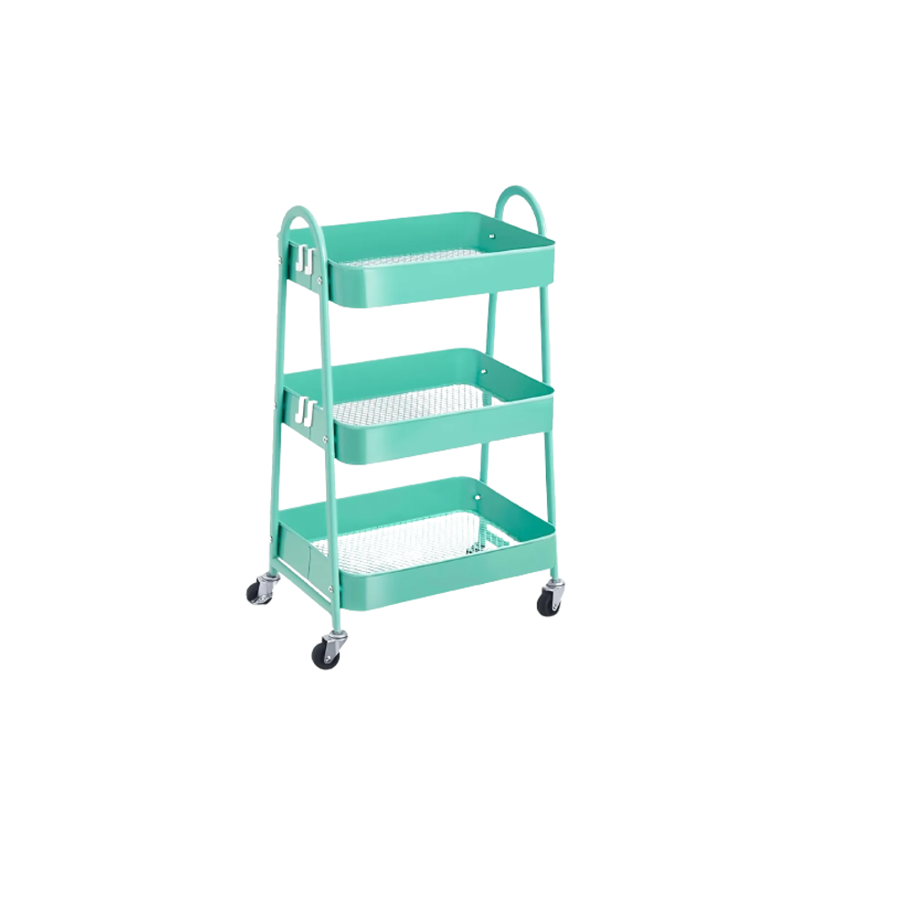 Carrito Organizador Multiusos Malubero 3 Repisas color Verde con Ruedas