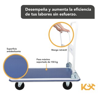Foto 3 | Carro Plataforma Transportador Plegable De Acero 150 Kg Obi Kingsman