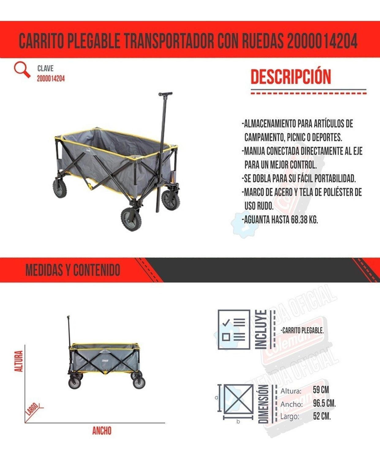 Foto 7 pulgar | Carrito Plegable Coleman Plegable con Ruedas