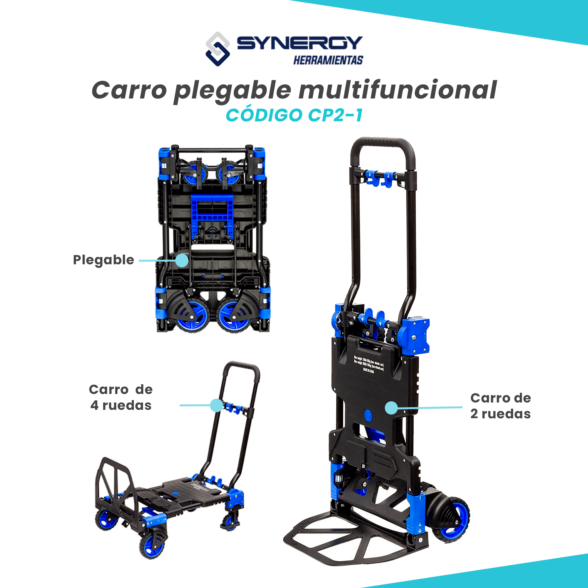 Foto 3 pulgar | Carrito Plegable Con Ruedas Antiderrapantes Capacidad de 120kg