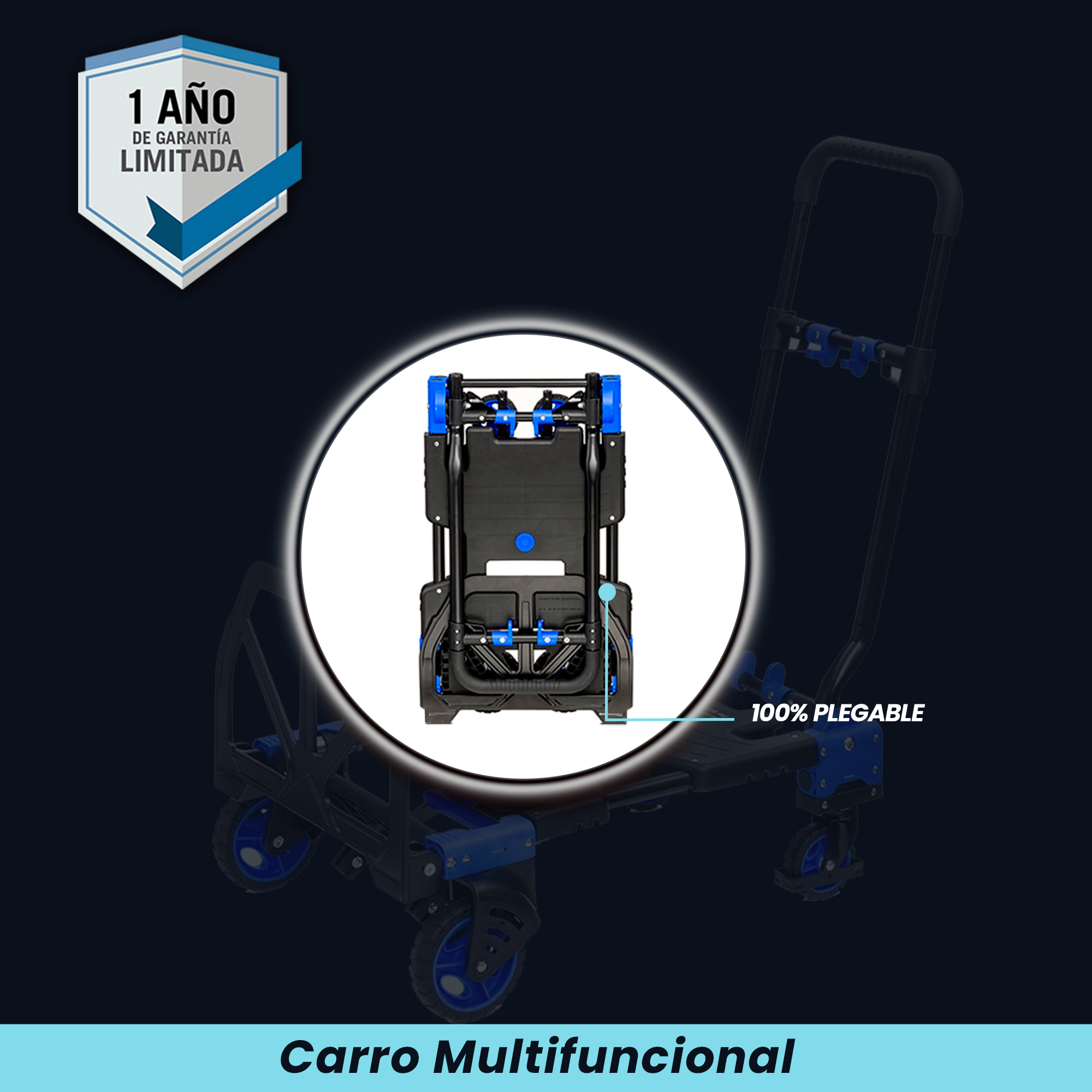 Foto 4 | Carrito Plegable Con Ruedas Antiderrapantes Capacidad de 120kg