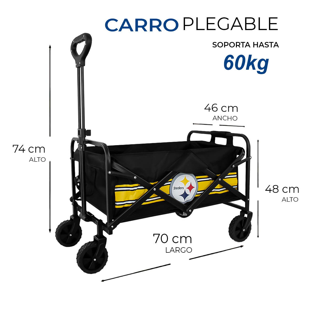 Foto 5 pulgar | Carrito Plegable Multiusos NFL Pittsburgh Steelers 100% Original