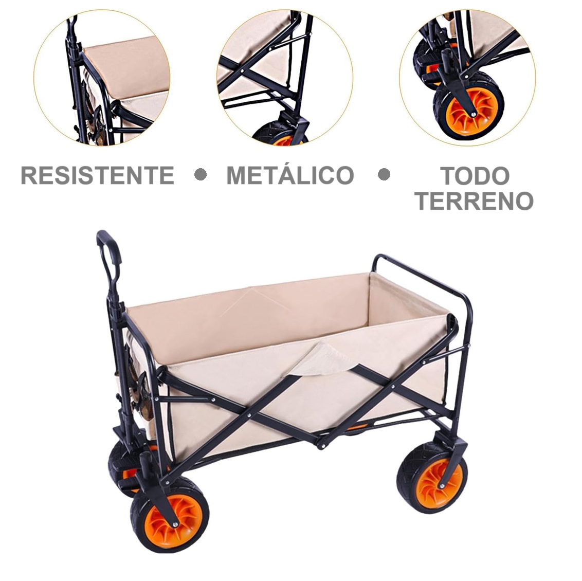 Foto 4 pulgar | Carrito Vagón Plegable Multiusos Llantas Todoterreno Reforzado Camping De Carga