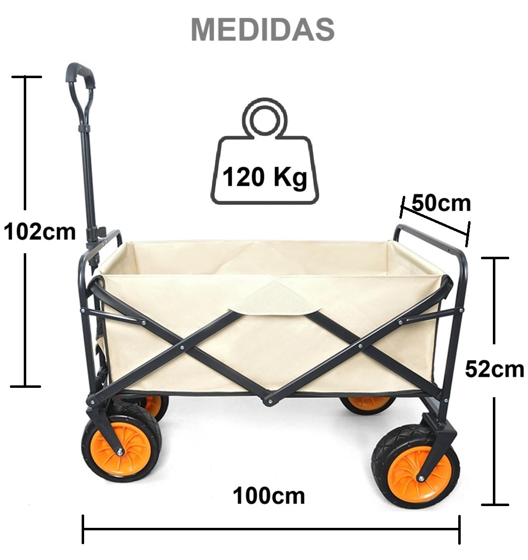 Foto 8 pulgar | Carrito Vagón Plegable Multiusos Llantas Todoterreno Reforzado Camping De Carga