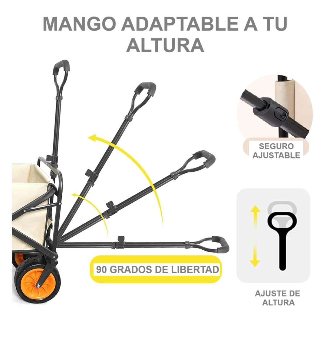 Foto 9 pulgar | Carrito Vagón Plegable Multiusos Llantas Todoterreno Reforzado Camping De Carga