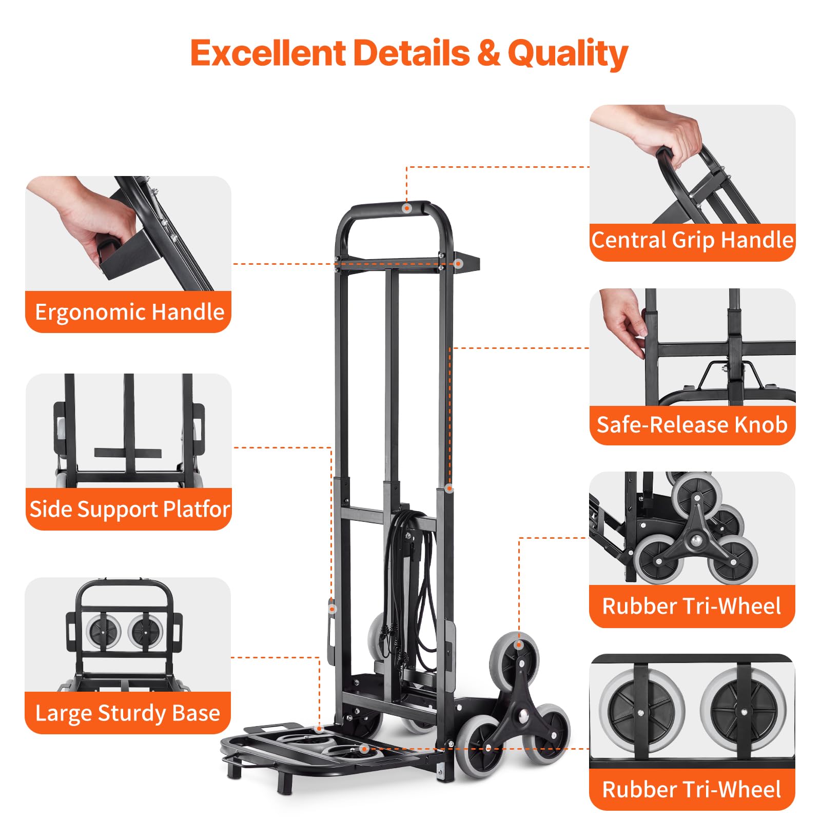 Foto 7 pulgar | Carrito Para Subir Escaleras Vevor, 460 Libras De Capacidad Con Doble Asa - Venta Internacional.