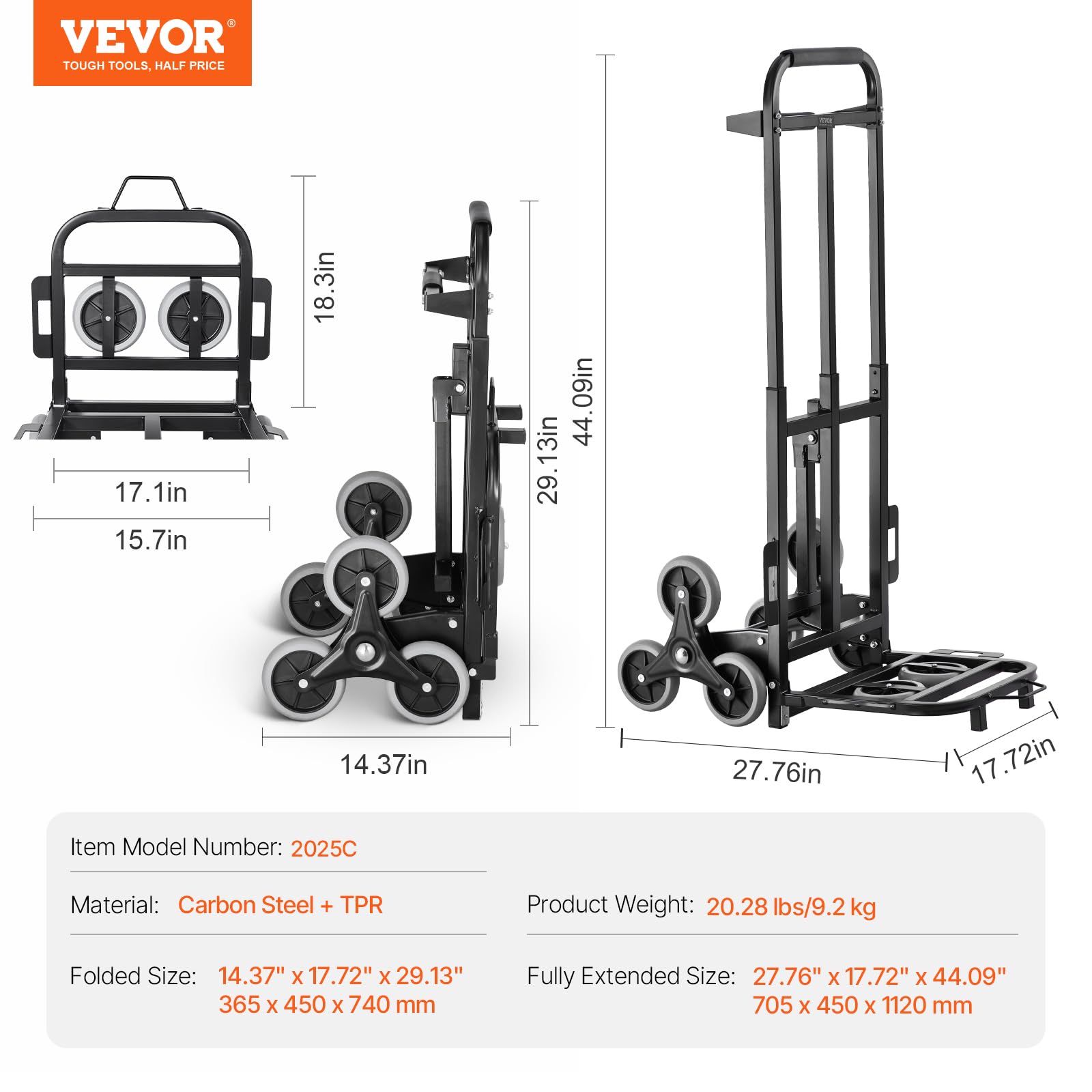Foto 7 | Carrito Para Subir Escaleras Vevor, 460 Libras De Capacidad Con Doble Asa - Venta Internacional.