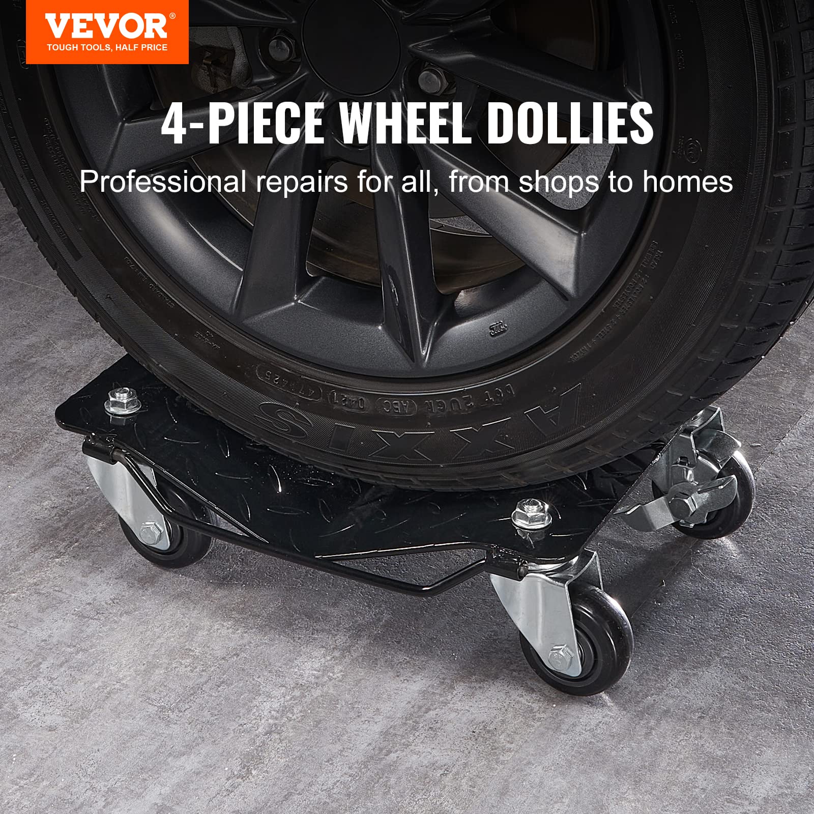 Foto 3 pulgar | Rueda De Coche Dolly Vevor 2722 Kg Con Frenos, Juego De 4 Piezas - Venta Internacional.