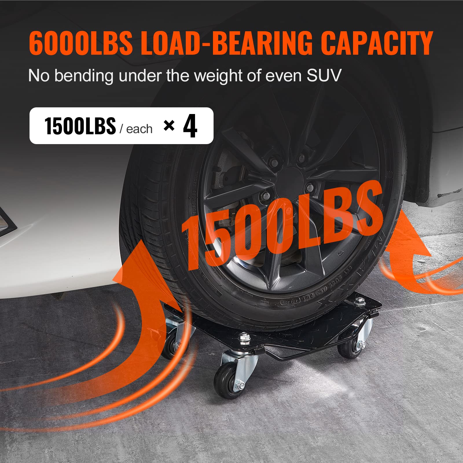Foto 4 pulgar | Rueda De Coche Dolly Vevor 2722 Kg Con Frenos, Juego De 4 Piezas - Venta Internacional.