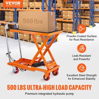 Foto 2 | Carrito Elevador Hidráulico Vevor, 500 Libras, Capacidad 28,5 Cm, Naranja - Venta Internacional.