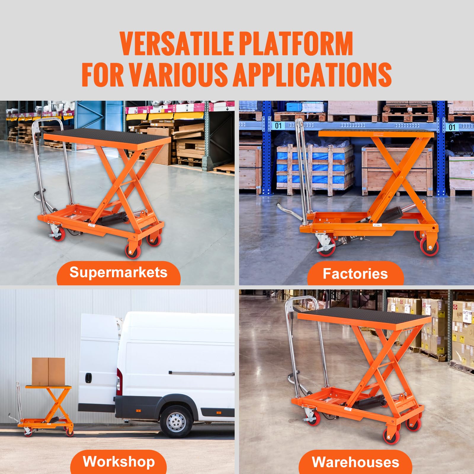 Foto 8 pulgar | Carrito Elevador Hidráulico Vevor, 500 Libras, Capacidad 28,5 Cm, Naranja - Venta Internacional.