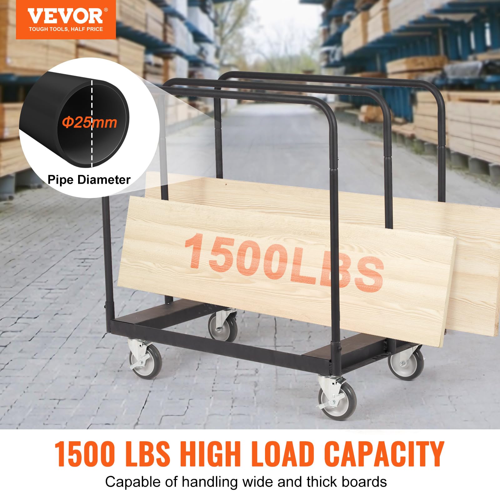 Foto 3 pulgar | Panel Truck Vevor Steel 1500 Lbs Panel Dolly Carrito 36.02x24.02 - Venta Internacional.
