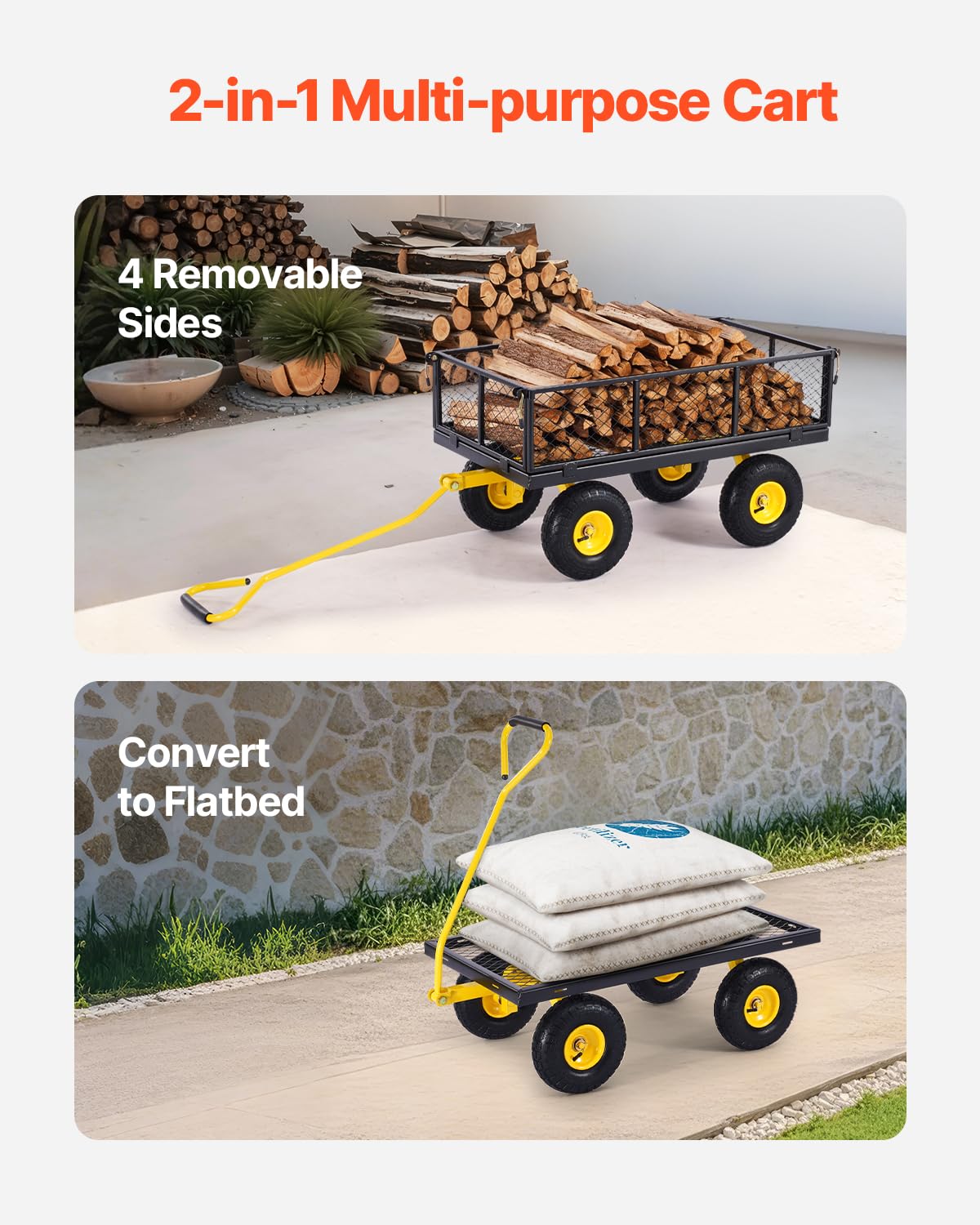 Foto 4 pulgar | Carrito De Jardín Vevor, 410 Kg, Acero Pesado Con 10 Neumáticos 180° H - Venta Internacional.