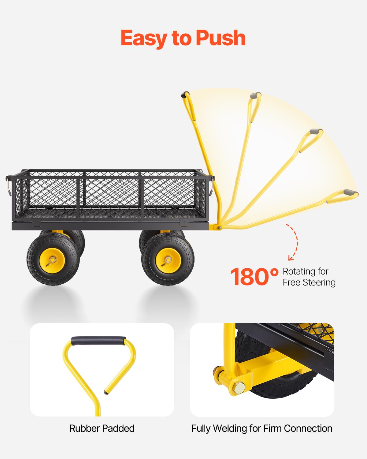 Foto 7 pulgar | Carrito De Jardín Vevor, 410 Kg, Acero Pesado Con 10 Neumáticos 180° H - Venta Internacional.