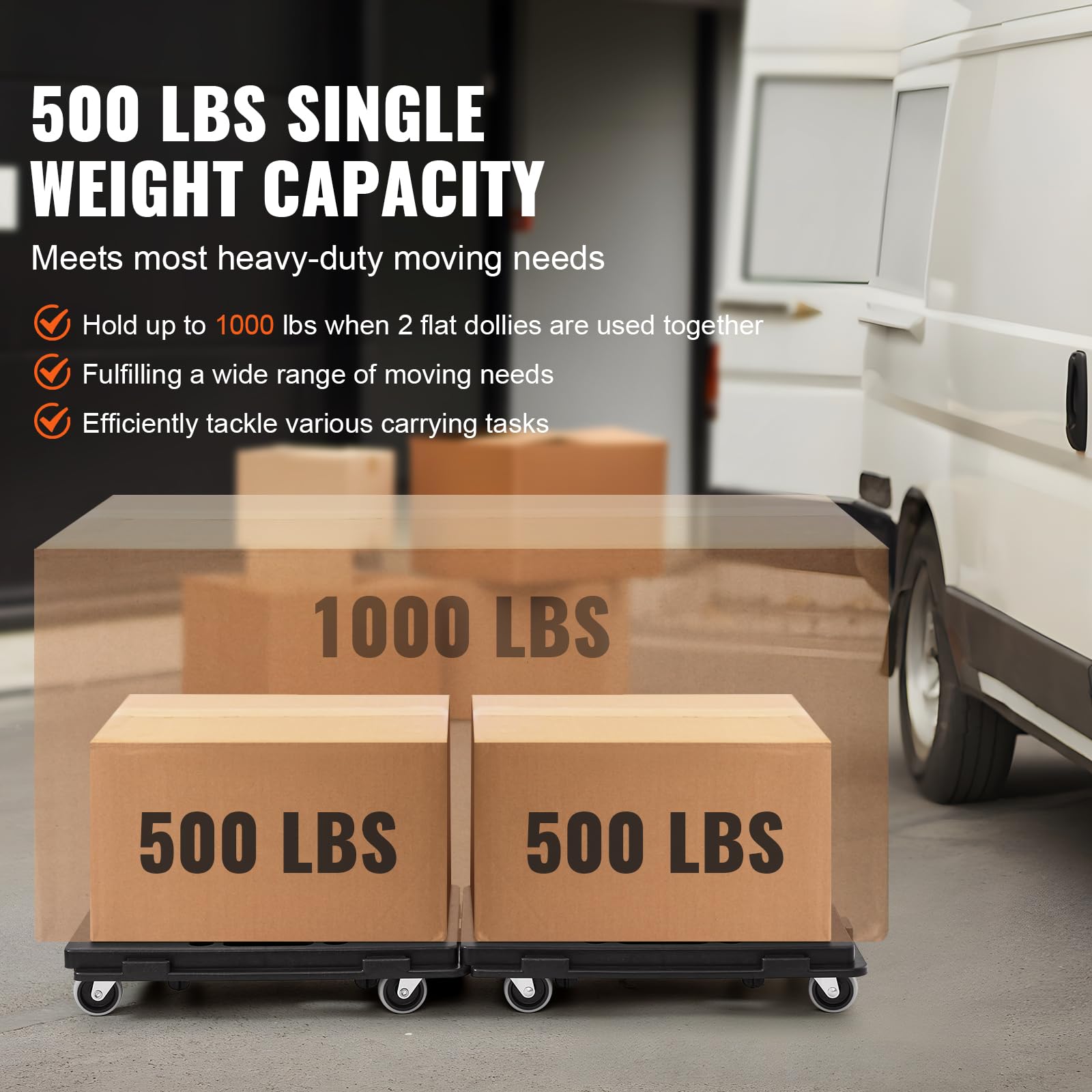 Foto 7 pulgar | Dolly Vevor Para Mudanzas De Muebles, Capacidad De 500 Kg Con 4 Ruedas, 2 Pa - Venta Internacional.