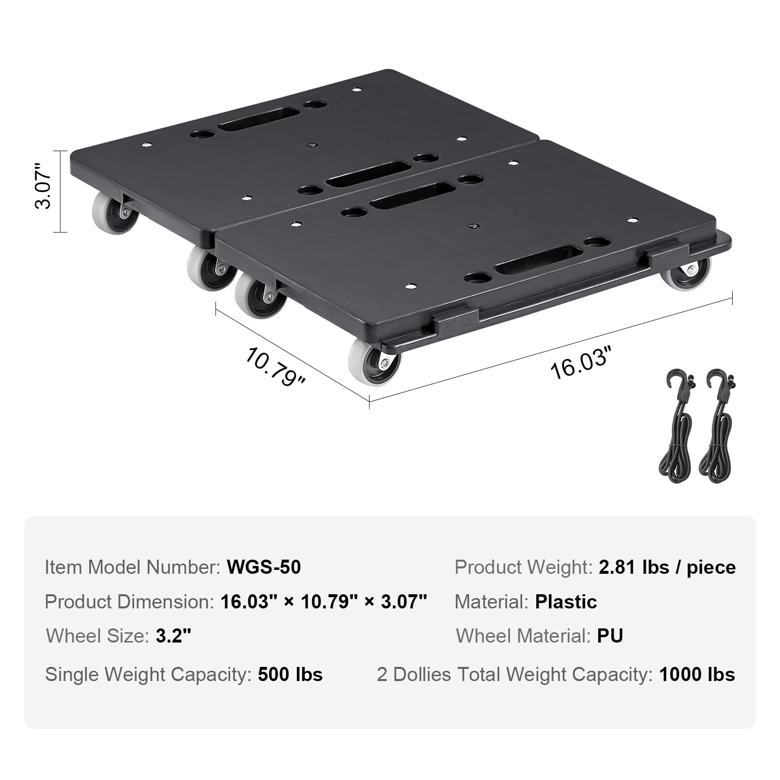 Foto 8 pulgar | Dolly Vevor Para Mudanzas De Muebles, Capacidad De 500 Kg Con 4 Ruedas, 2 Pa - Venta Internacional.