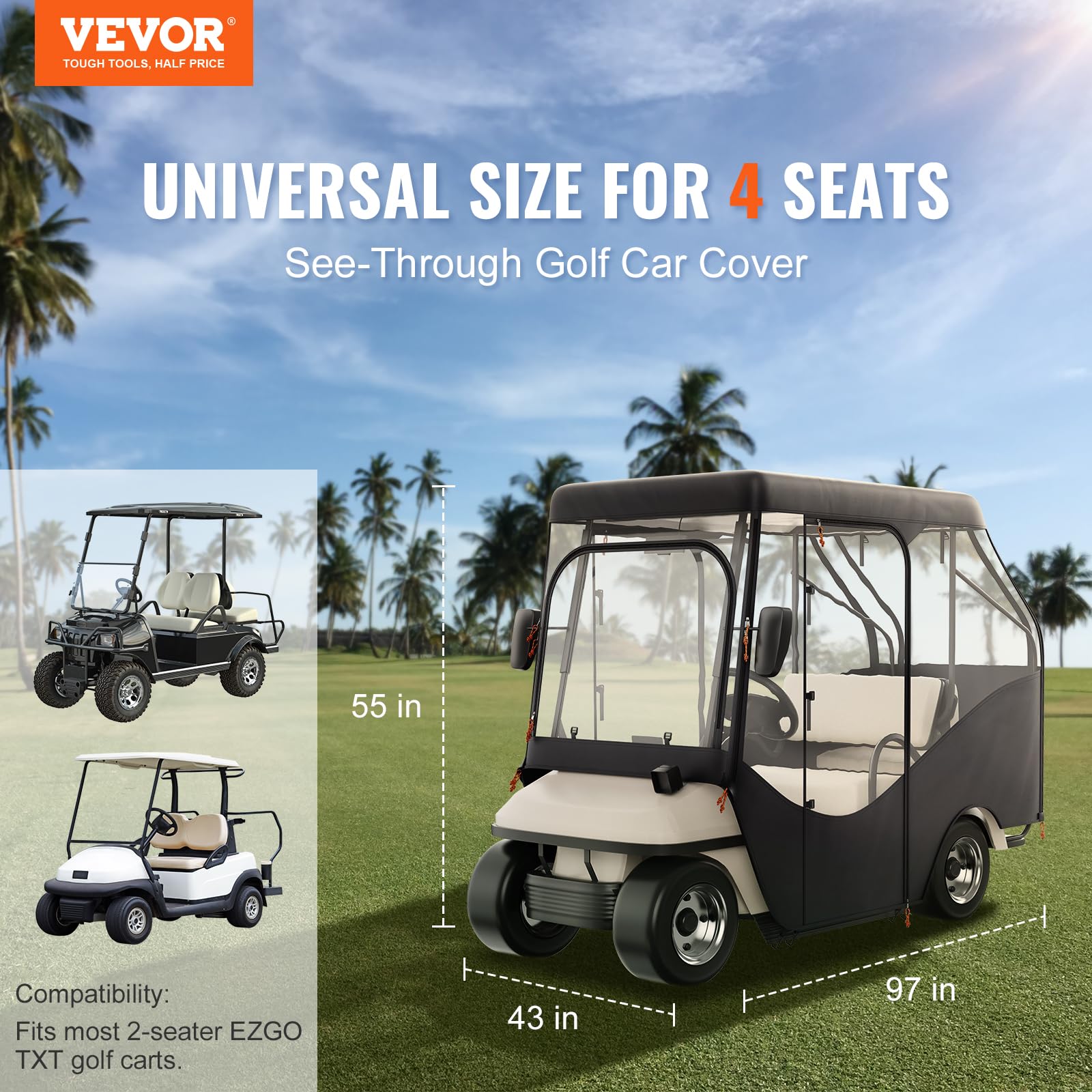 Foto 2 | Carcasa Para Carrito De Golf Vevor Para 4 Pasajeros, Coche Club, 420d, Poliéster - Venta Internacional.