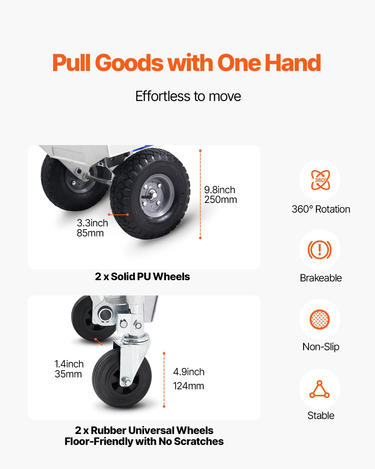Foto 4 pulgar | Carretilla De Mano Vevor De Aluminio De 800 Libras Con Capacidad De Carga 2 En 1 - Venta Internacional.