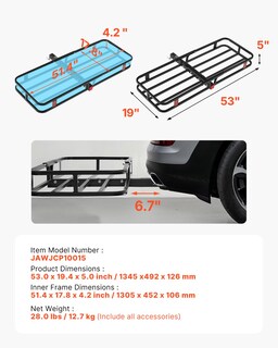 Foto 7 | Transportador De Carga Hitch Vevor De 53 X 19 Cm Con 227 Kg De Capacidad Para Suv - Venta Internacional.