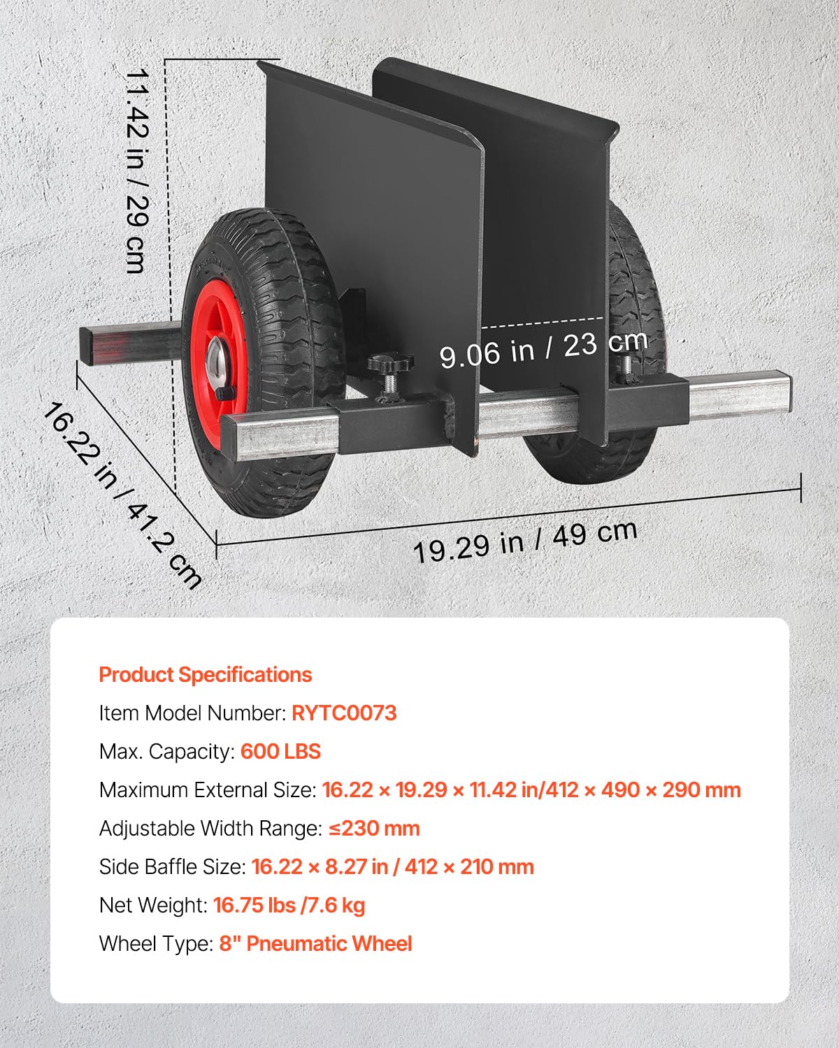 Foto 8 pulgar | Panel Dolly Vevor De 272 Kg Para Uso Pesado Con 8 Ruedas Neumáticas - Venta Internacional.