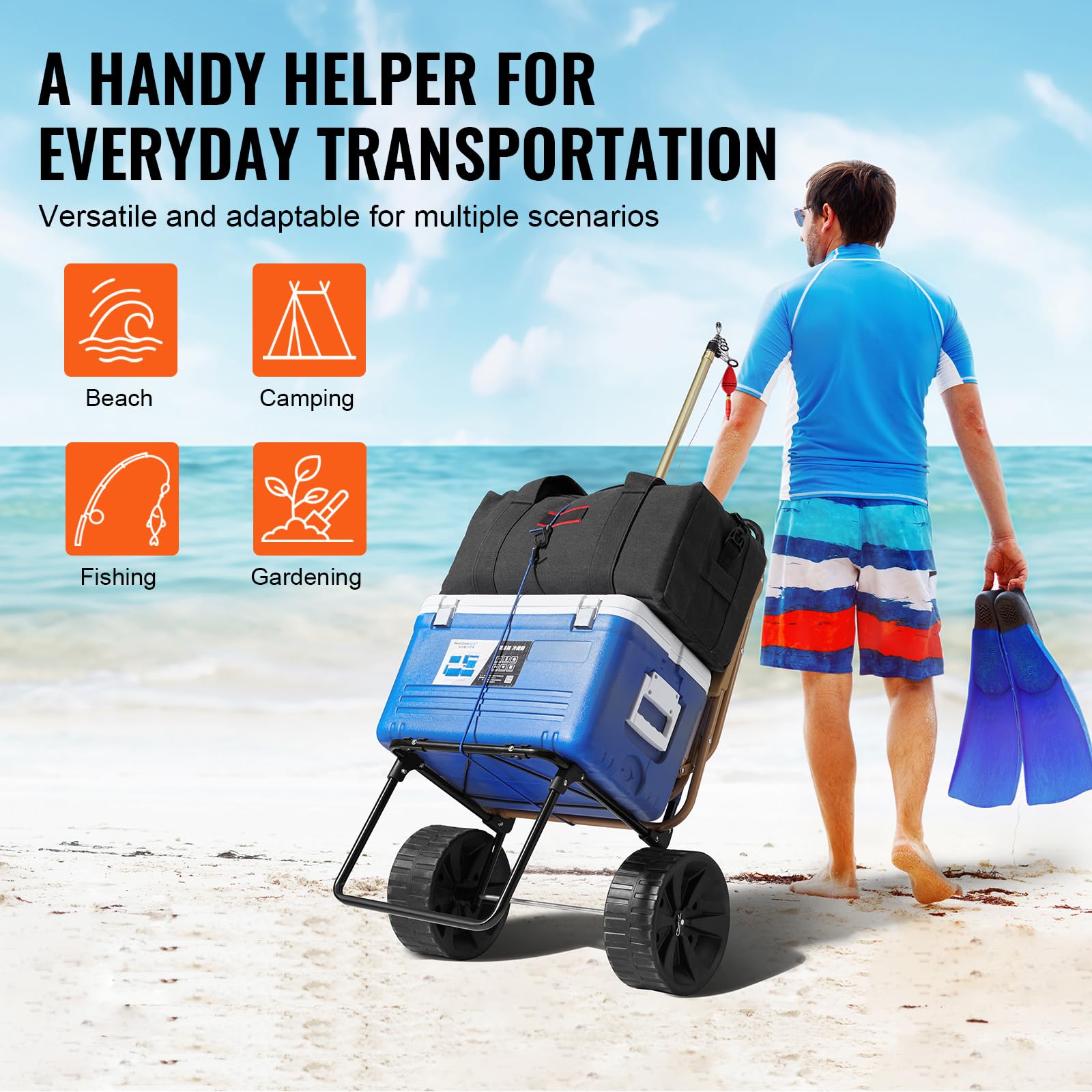 Foto 6 | Beach Dolly Vevor Con Ruedas Grandes Para Arena, Capacidad De 69 Kg - Venta Internacional.