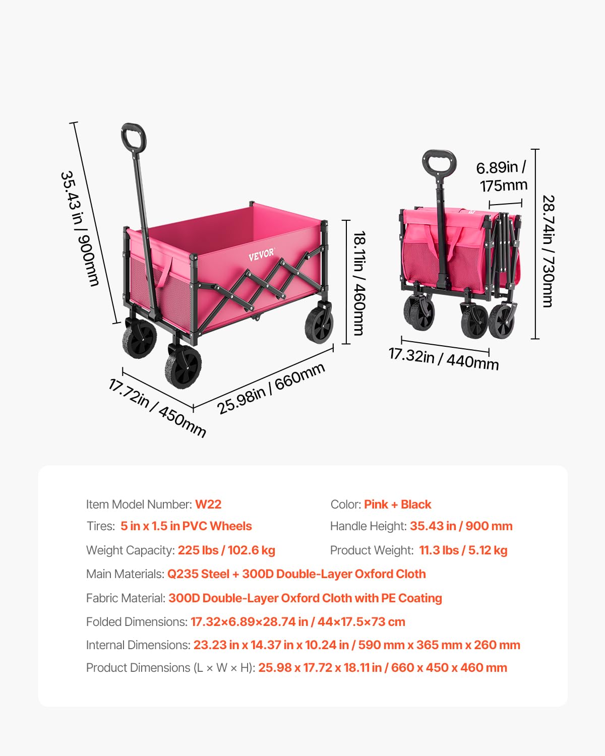 Foto 8 pulgar | Carrito Plegable Vevor con Ruedas - Venta Internacional