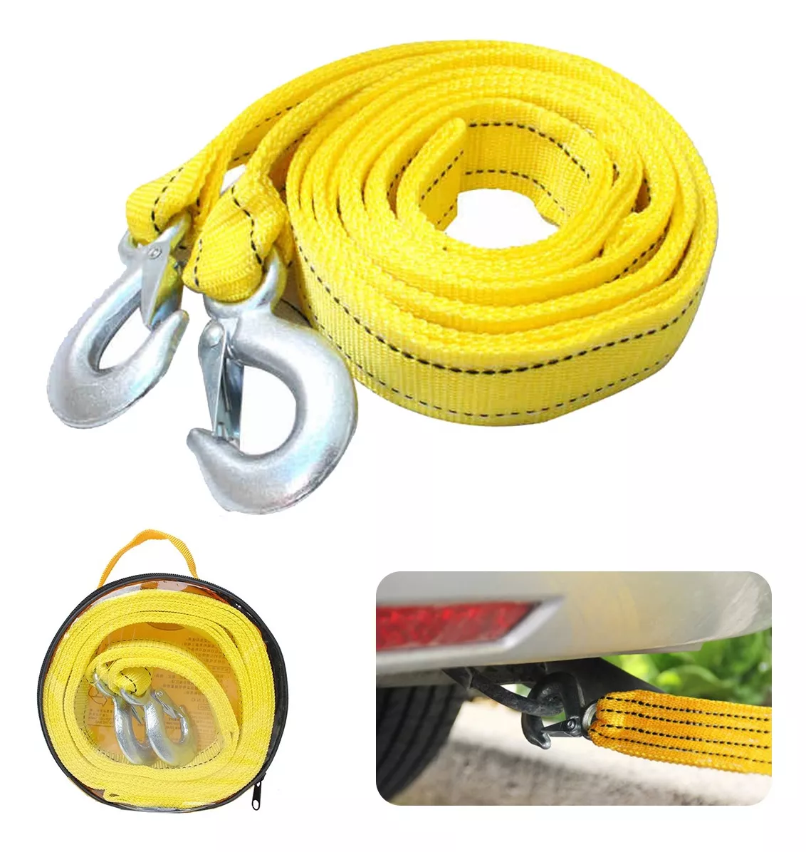 Foto 4 pulgar | Cuerda Remolque Olécranon Doble Capa Espesada Correa 4m/5t Amarillo
