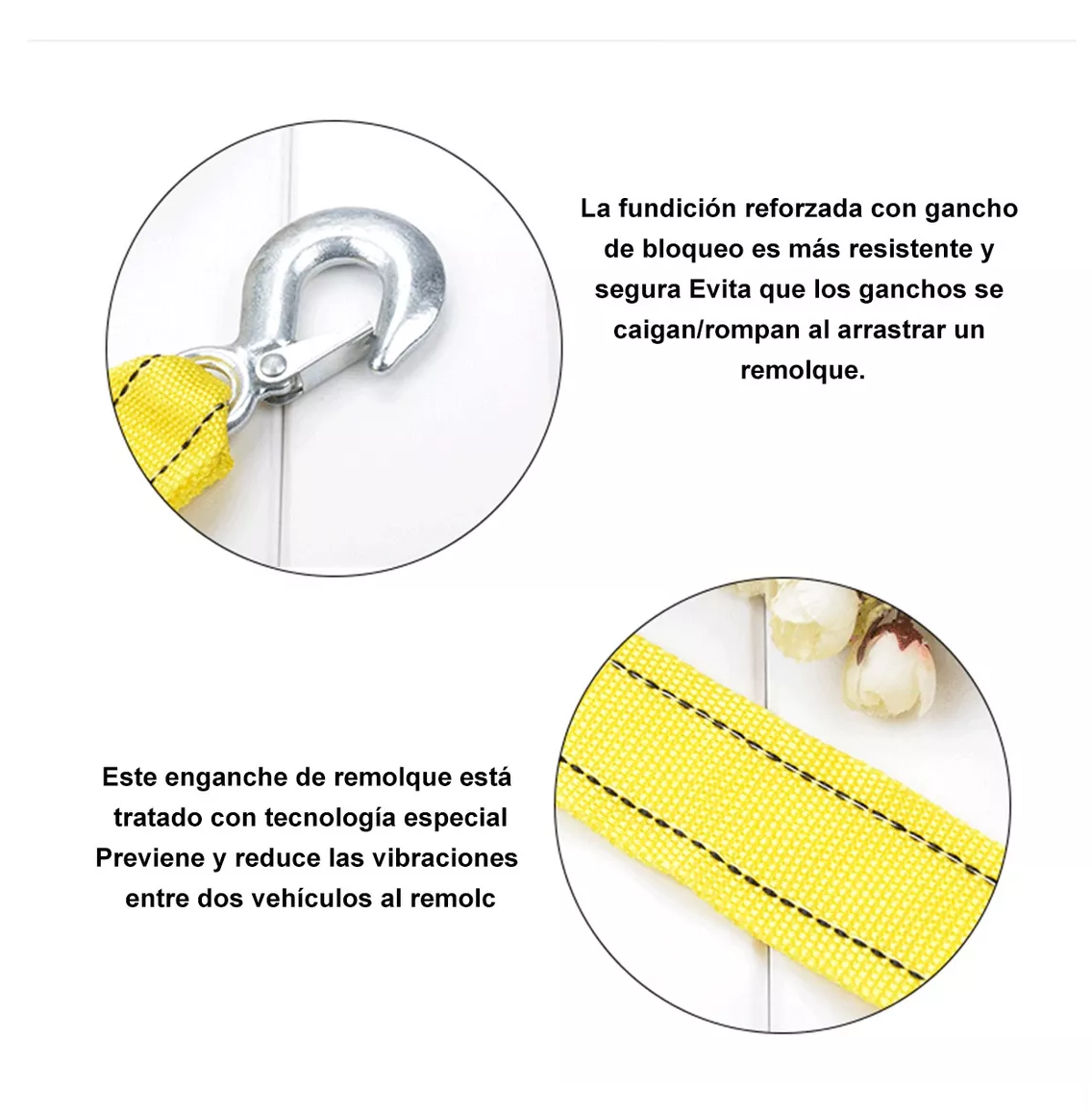 Foto 5 pulgar | Cuerda Remolque Olécranon Doble Capa Espesada Correa 4m/5t Amarillo