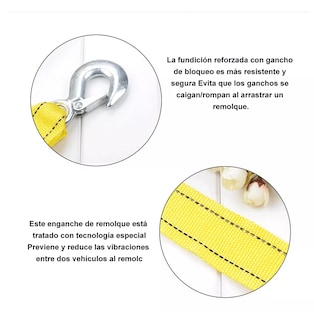Foto 4 | Cuerda Remolque Olécranon Doble Capa Espesada Correa 4m/5t Amarillo