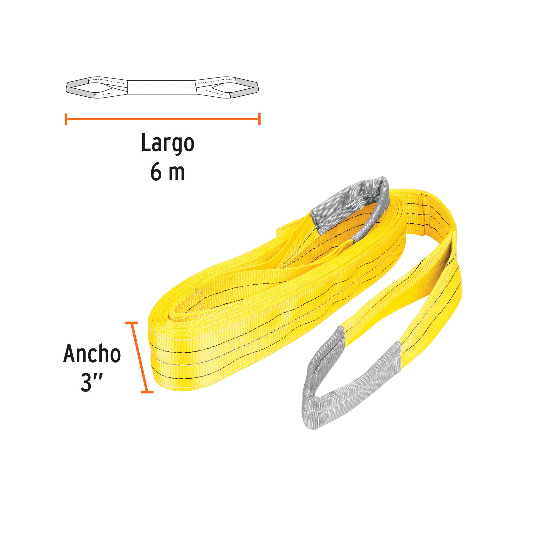 Foto 3 pulgar | Eslinga De Poliester Truper Esli306 Amarillo Ojo A Ojo 3 Pul X 6 M