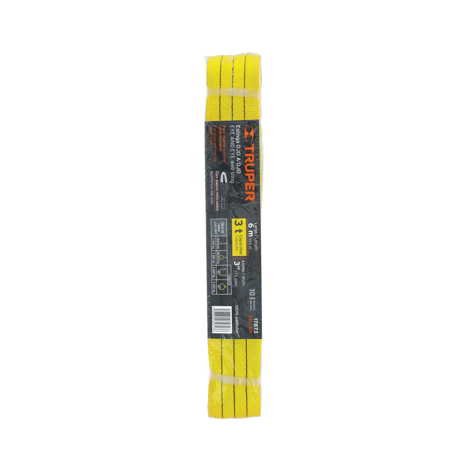 Foto 5 pulgar | Eslinga De Poliester Truper Esli306 Amarillo Ojo A Ojo 3 Pul X 6 M